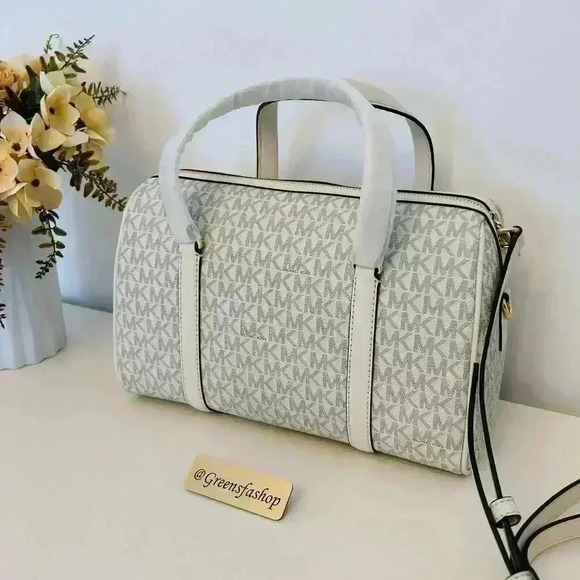 MICHAEL KORS JET SET TRAVEL MED DUFFLE SATCHEL SHOULDER CROSSBODY BAG VANILLA - Picture 4 of 10